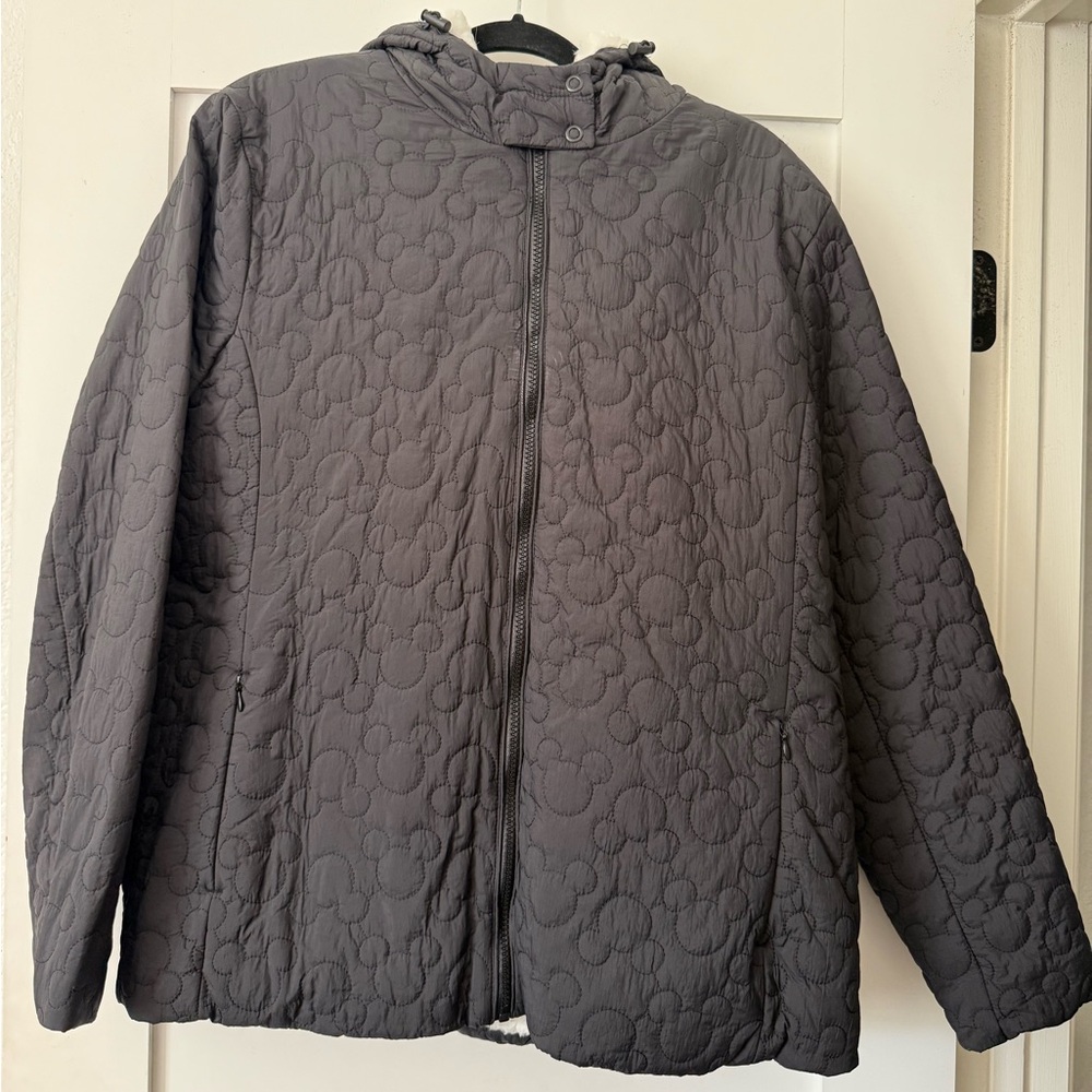 Disney Quilted Sherpa Lined Hooded Jacket - Black